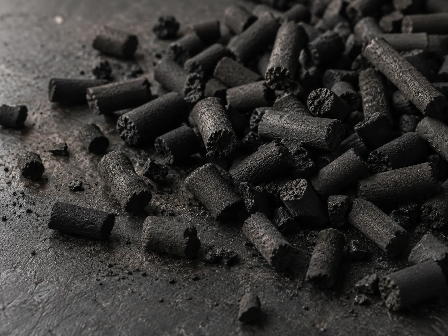 Activated carbon media with natural variation and dust