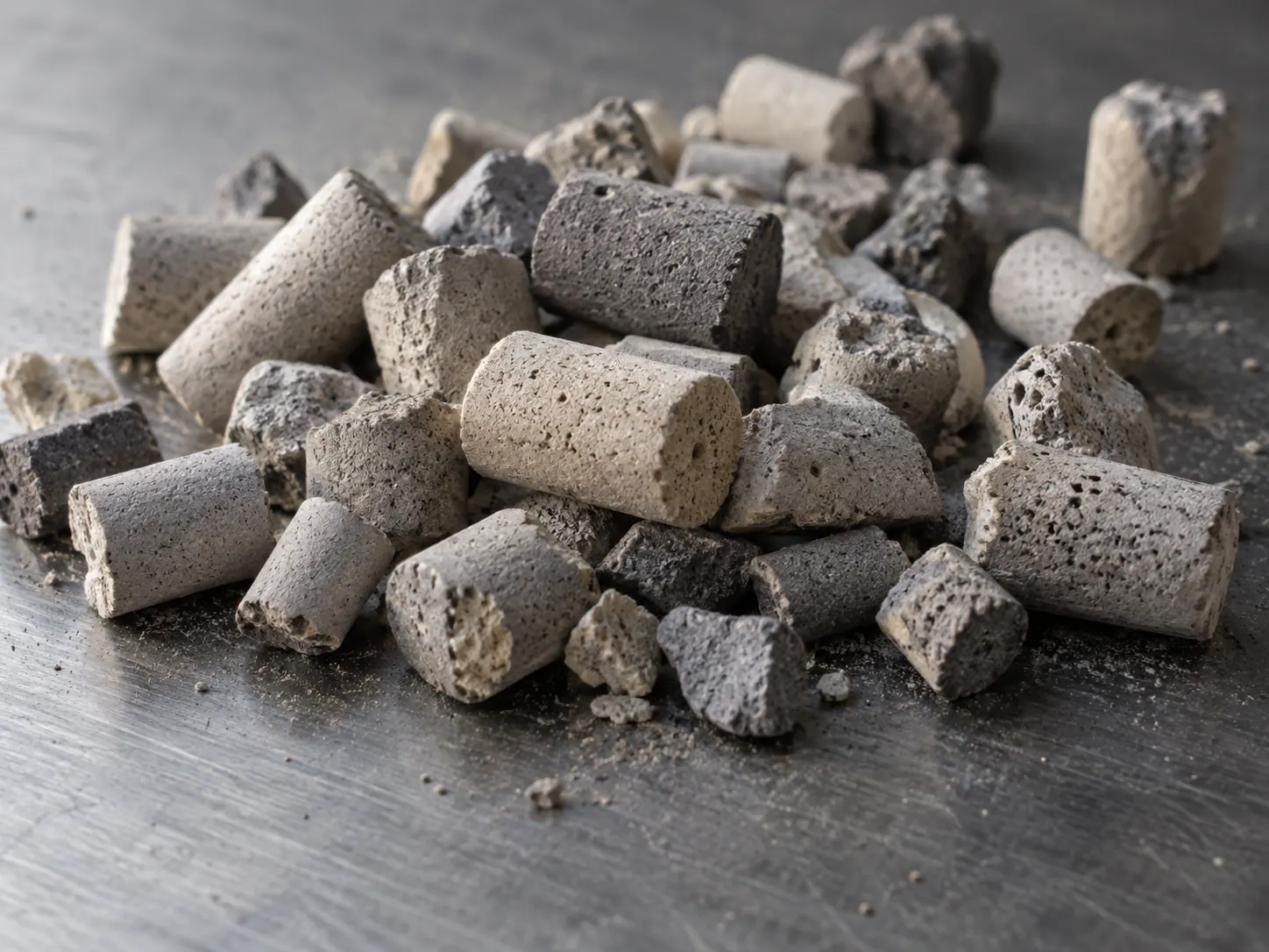 Technical close-up of industrial media granules